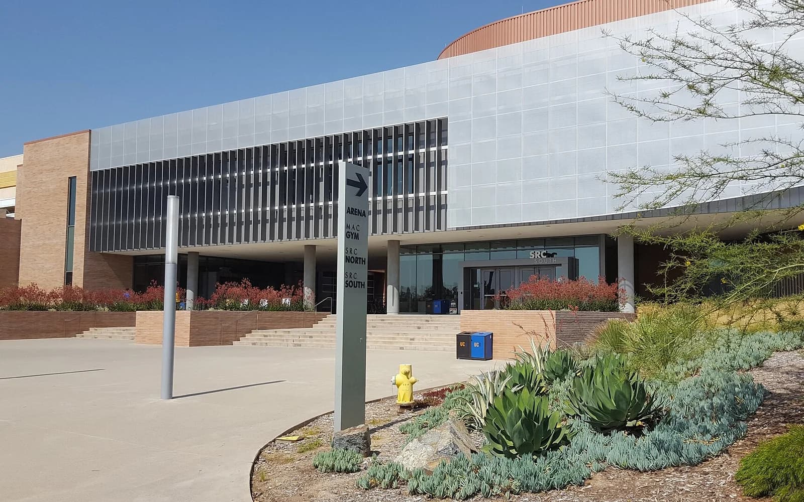 View of UC Riverside Student Recreation Center, home of UC Riverside basketball.