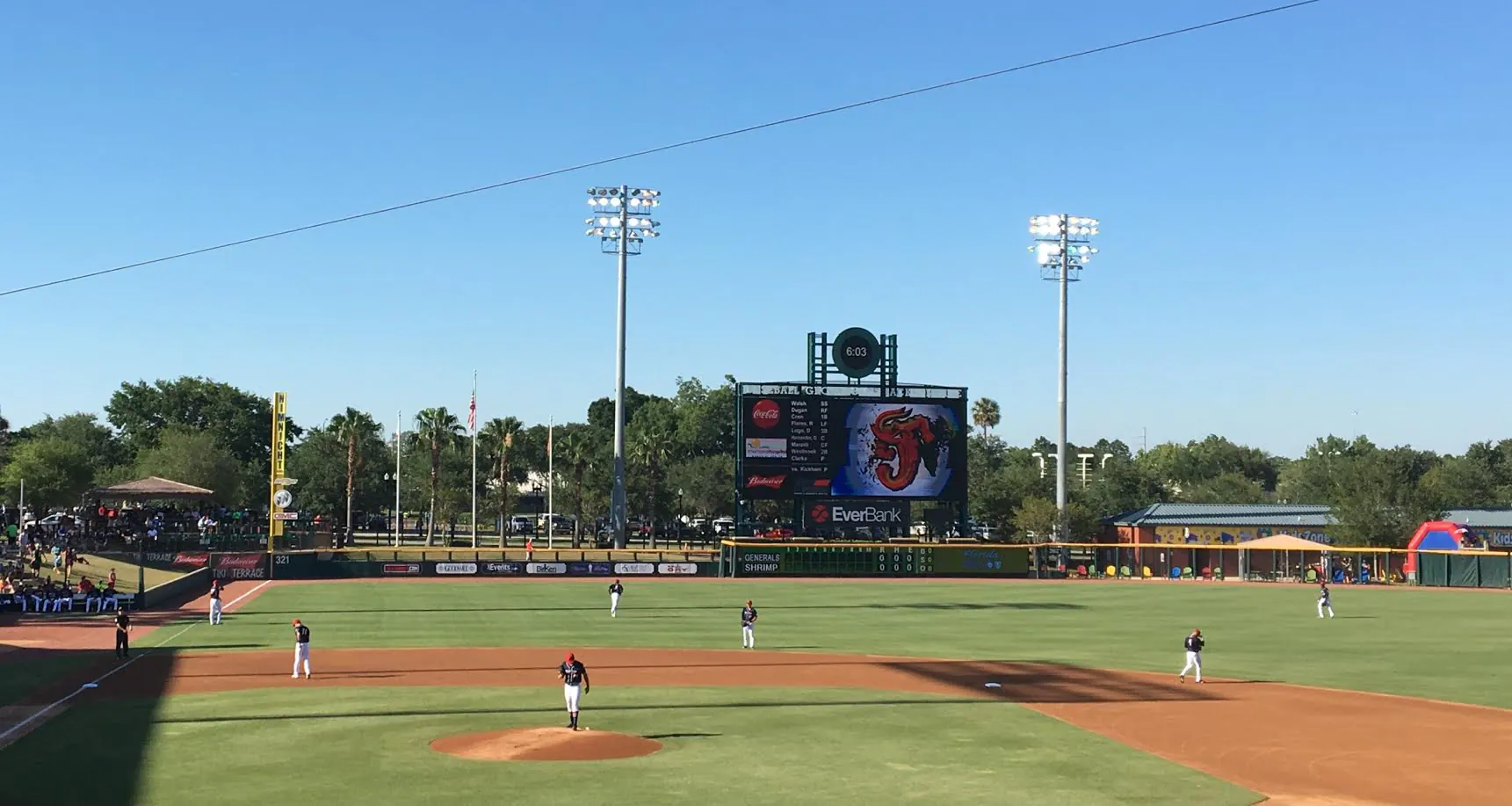 Wide seating-level view across the field at VyStar Ballpark in Jacksonville