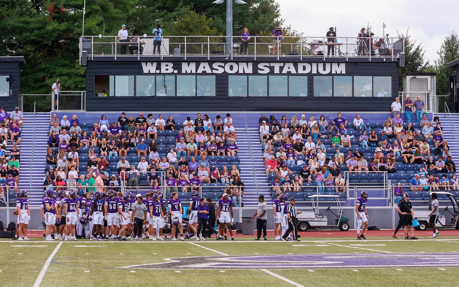 View of W.B. Mason Stadium, home of Stonehill Skyhawks football.