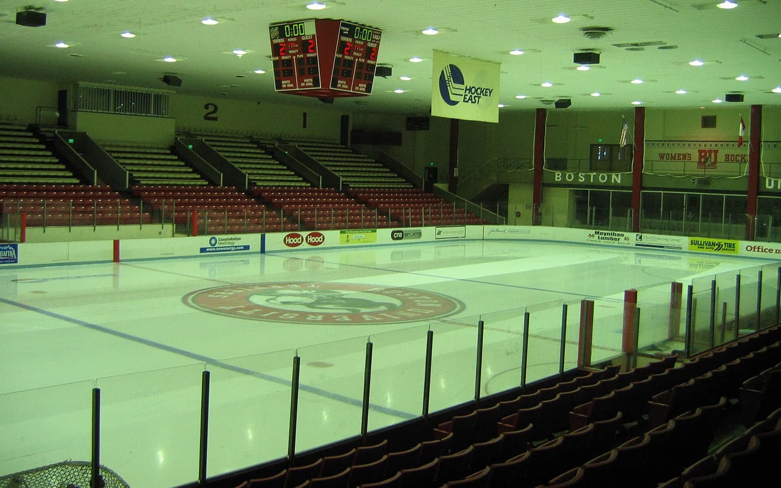 View of Walter Brown Arena, home of Boston University women ice hockey.