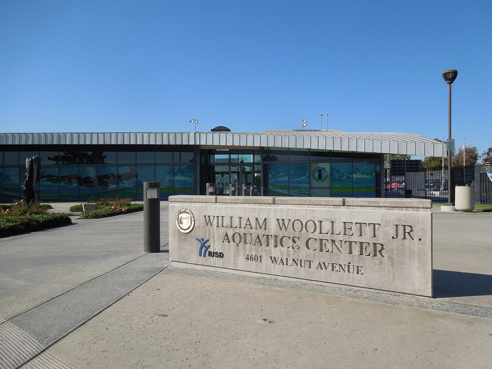 View of William Woollett Jr. Aquatics Center in Irvine.